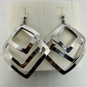 Vintage Sliver-tone Lightweight Dangle Pierced Post Earrings